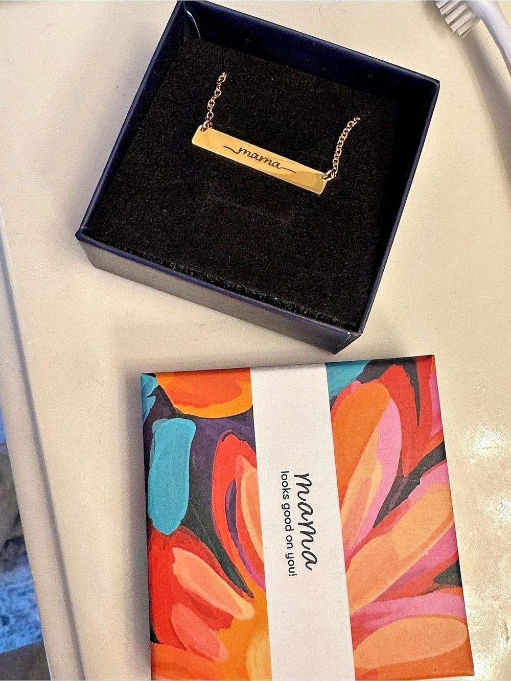 Mama Gold-Tone Pendant Necklace NWT